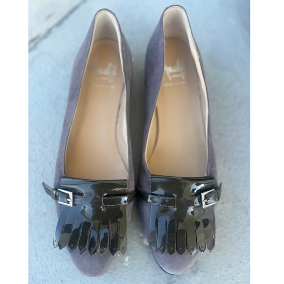 Amalfi by Rangoni Suede Patent Fringe Loafers 7N - Picture 1 of 8